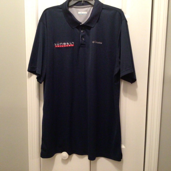 Columbia Men Tall Size XLT Polo Omni Wick PFG Blue Short Sleeve Utilizer AT0126 - Picture 2 of 8